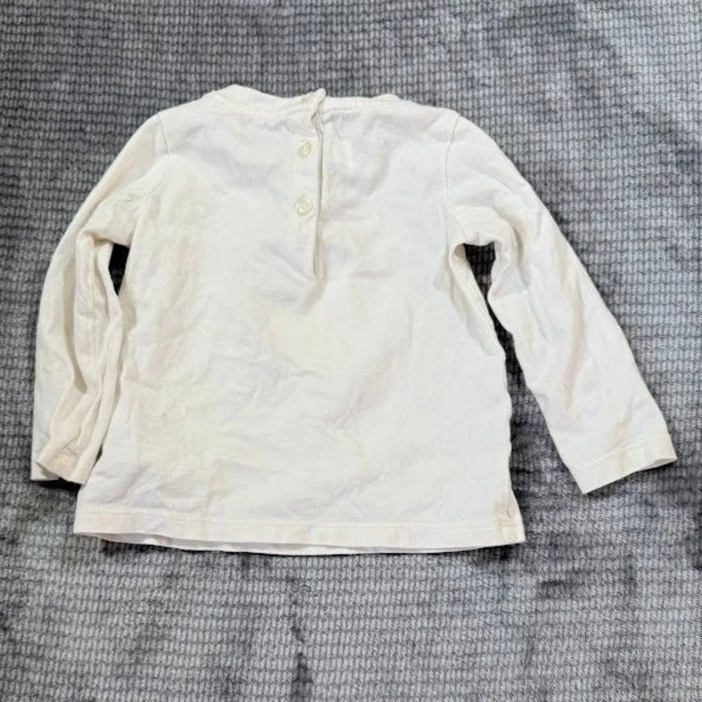 Ralph Lauren Polo Bear Kids Long Sleeve T-Shirt Off White Cream Size 9M 9 Months